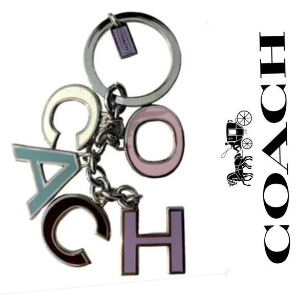 COACH letters metal keychain fob charm vintage